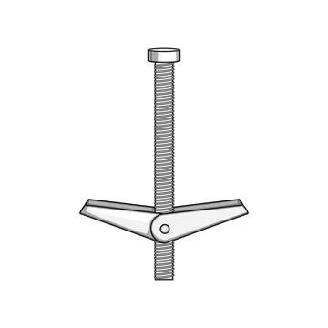 Toggle bolt fastener for drywall construction mounting Stock Illustration
