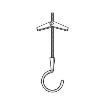 Toggle bolt with hook for drywall hanging Stock Illustration