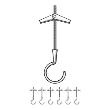 Toggle bolt with hook for drywall hanging Stock Illustration