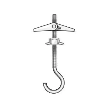 Toggle bolt mechanism with hook for drywall installation Stock Illustration
