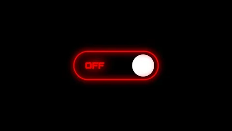 Toggle button animation with glowing neon style switching from green on to r Stock Footage 330130252