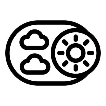 Toggle button switching from cloudy to sunny weather icon Stock Illustration