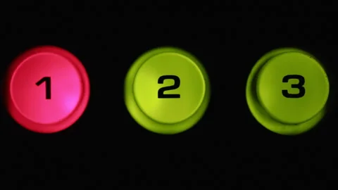 Toggle buttons, selected button glows red. Close-up buttons. Stock Footage 102276976