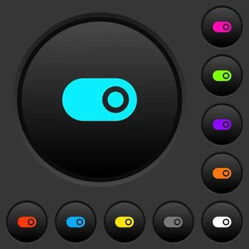 Toggle dark push buttons with color icons Stock Illustration