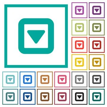 Toggle down flat color icons with quadrant frames Stock Illustration