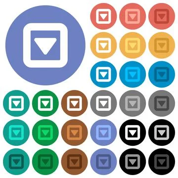 Toggle down round flat multi colored icons Stock Illustration