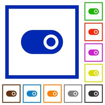 Toggle flat framed icons Stock Illustration
