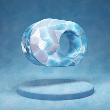 Toggle On icon. Cracked blue Ice Toggle On symbol on blue snow podium. イラスト素材
