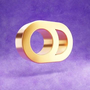 Toggle off icon. Gold glossy Toggle off symbol isolated on violet velvet イラスト素材