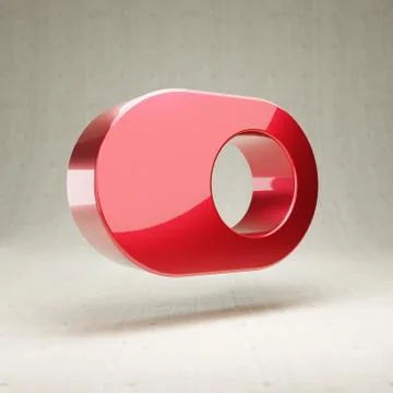 Toggle On icon. Red glossy metallic Toggle On symbol isolated on white concre Ilustração Stock