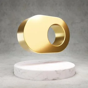 Toggle On icon. Shiny golden Toggle On symbol on white marble podium. Stock Illustration