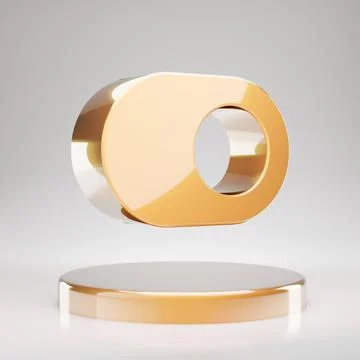 Toggle On icon. Yellow Gold Toggle On symbol on golden podium. イラスト素材