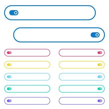 Toggle icons in rounded color menu buttons Stock Illustration