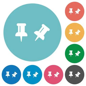 Toggle pin flat round icons Stock Illustration