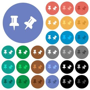 Toggle pin round flat multi colored icons Stock Illustration