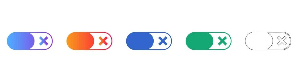 Toggle Switch and Cancel Icon Set 스톡 일러스트