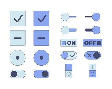 Toggle switch and selection control UI overlay element set Illustrazione stock