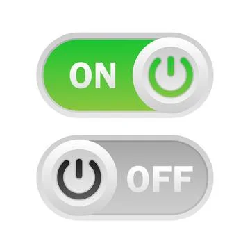 Toggle switch. On and Off. On white background. Vector illustration. Illustrazione stock
