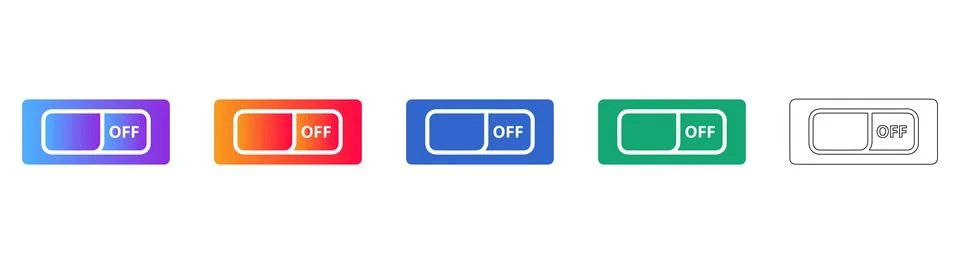 Toggle Switch Button Off Icons Set Stock Illustration