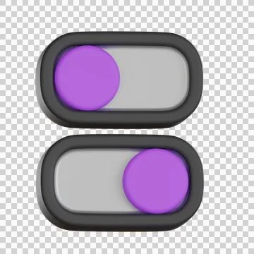 Toggle switch button with purple slider User Interface 3D icon Stock Illustration