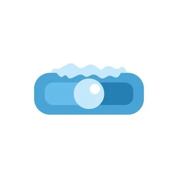 Toggle switch button showing on position with water filling effect Stock Illustration