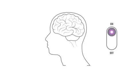 Toggle switch button to turn on brain activity. Active mental, intellectual and Stock Footage 281048063