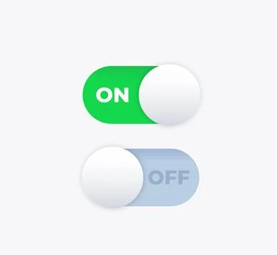 Toggle switch buttons, on and off Stock Illustration