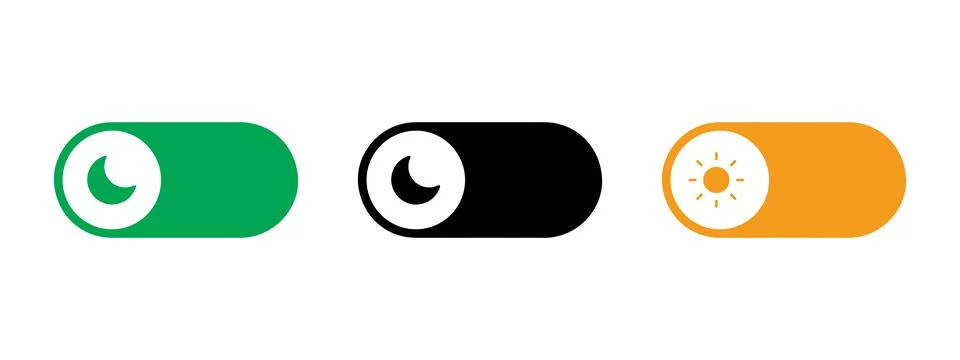 On Off toggle switch buttons. day night switch toggle - dark mode, light mode sw Stock Illustration
