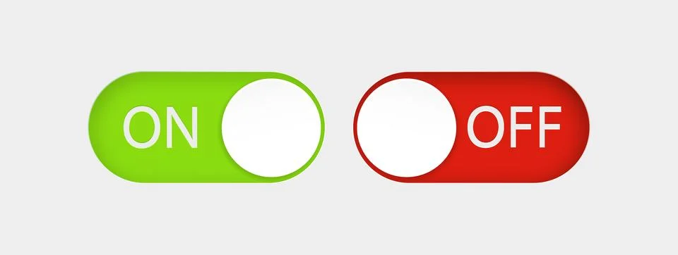 Toggle switch buttons isolated on white background. Vector 3D illustration Stock Illustration