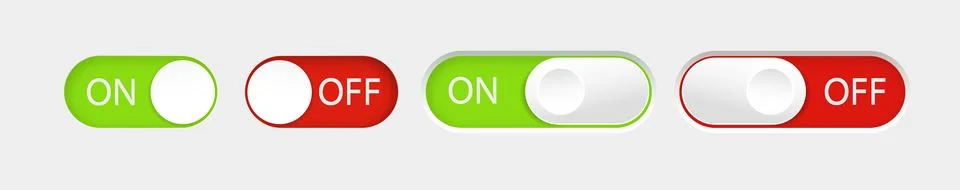 Toggle switch buttons isolated on white background. Vector 3D illustration Stock Illustration