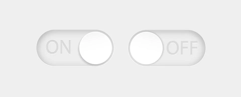 Toggle switch buttons isolated on white background. Vector 3D illustration Stock Illustration