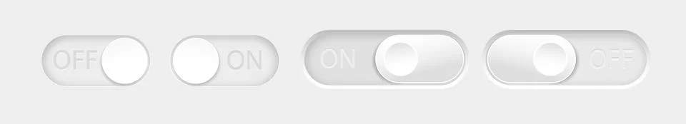 Toggle switch buttons isolated on white background. Vector 3D illustration Stock Illustration