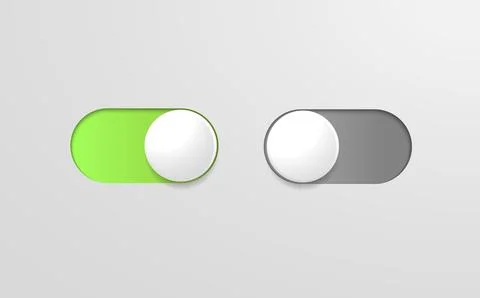 On Off toggle switch buttons. Vector checkmark icons yes or no with switch Stock Illustration
