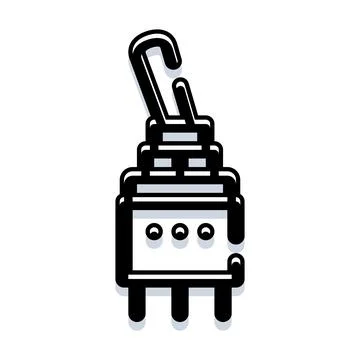 Toggle switch component for electric circuit control icon Illustrazione stock