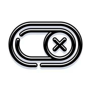 Toggle switch with cross icon indicating disable Illustrazione stock