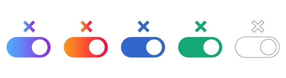 Toggle Switch Disable Icons Set Stock Illustration