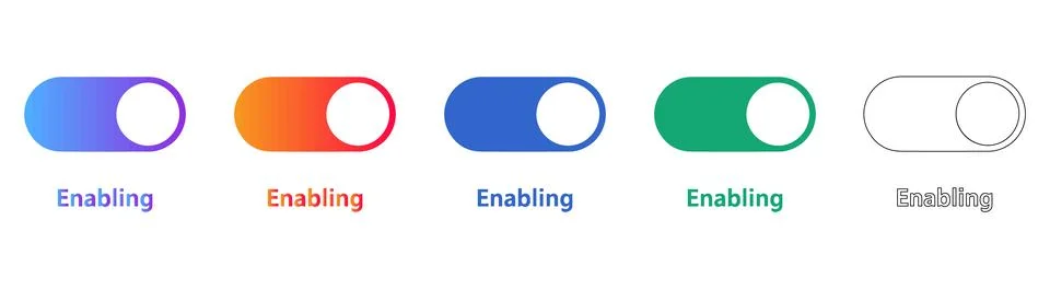 Toggle Switch Enabling UI Icons Stock Illustration