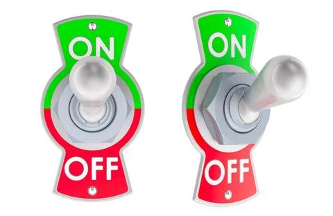 Toggle Switch, ON. Front and side views, 3D rendering 스톡 일러스트