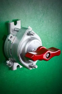 Toggle switch on green Stock Photos