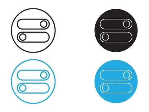 Toggle switch icon black and white vector outline sign Stock Illustration