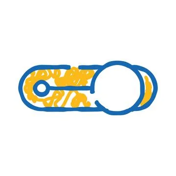 Toggle switch icon with blue and yellow doodle Stockillustratie