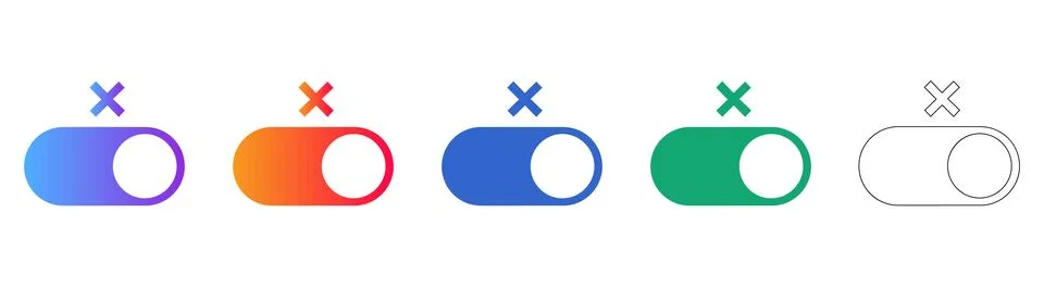 Toggle Switch Off Icon Set 스톡 일러스트