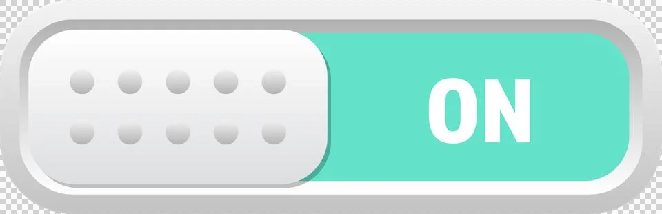 On toggle switch with a light green background. The switch is white with gr.. Stock Illustration