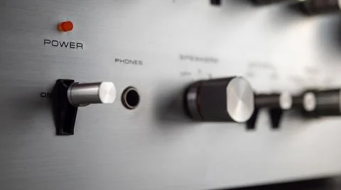 Toggle switch to position on and off. Closeup. Shallow depth of field Stock Photos