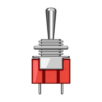 Toggle switch with red base controlling electrical circuit Stockillustratie