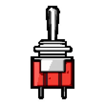 Toggle switch with red base controlling electrical circuit Illustrazione stock