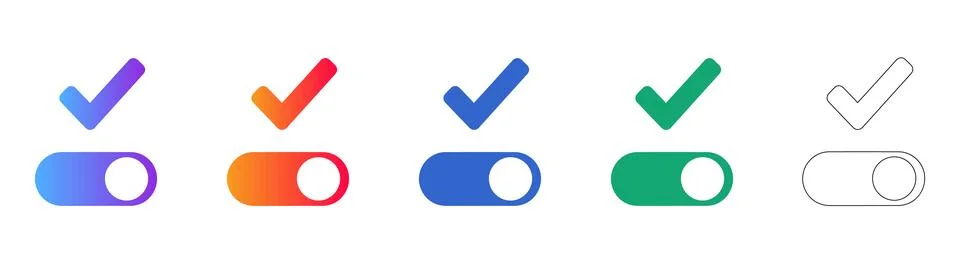 Toggle Switch Selection Icon Set 스톡 일러스트