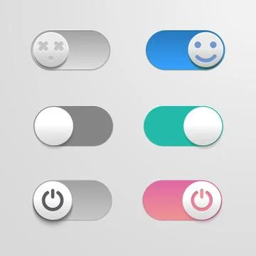 Toggle switch set, On and Off sliders, elements for your design. The switches in Illustrazione stock