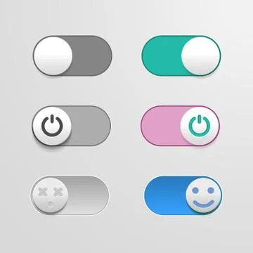 Toggle switch set, On and Off sliders, elements for your design. The switches in Illustrazione stock
