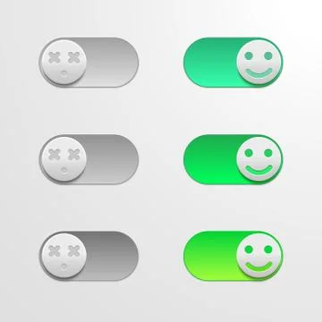 Toggle switch set, On and Off sliders, vector elements for your design on dark Stock Illustration